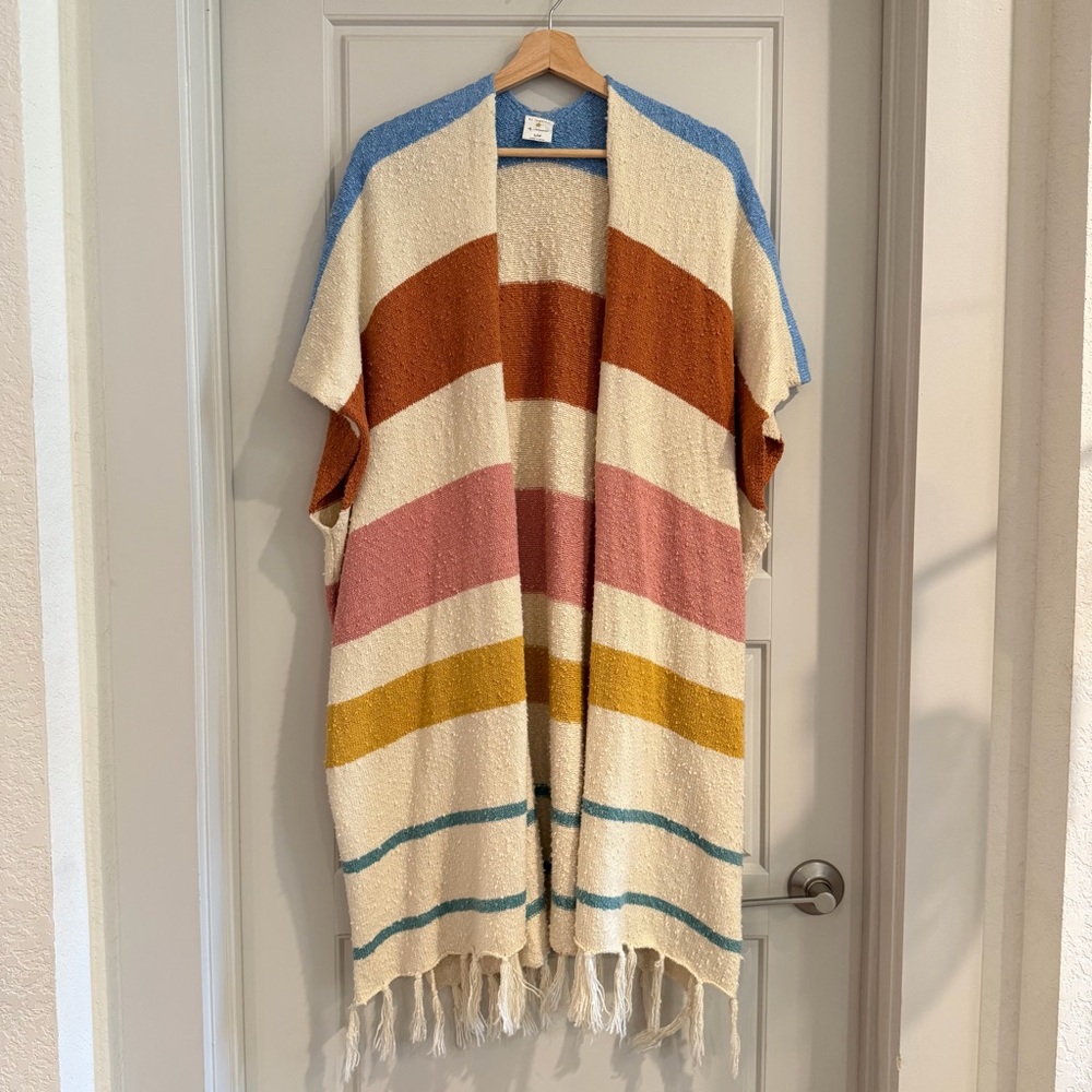By Together Striped Fringe‎ Open Cardigan Size S/M